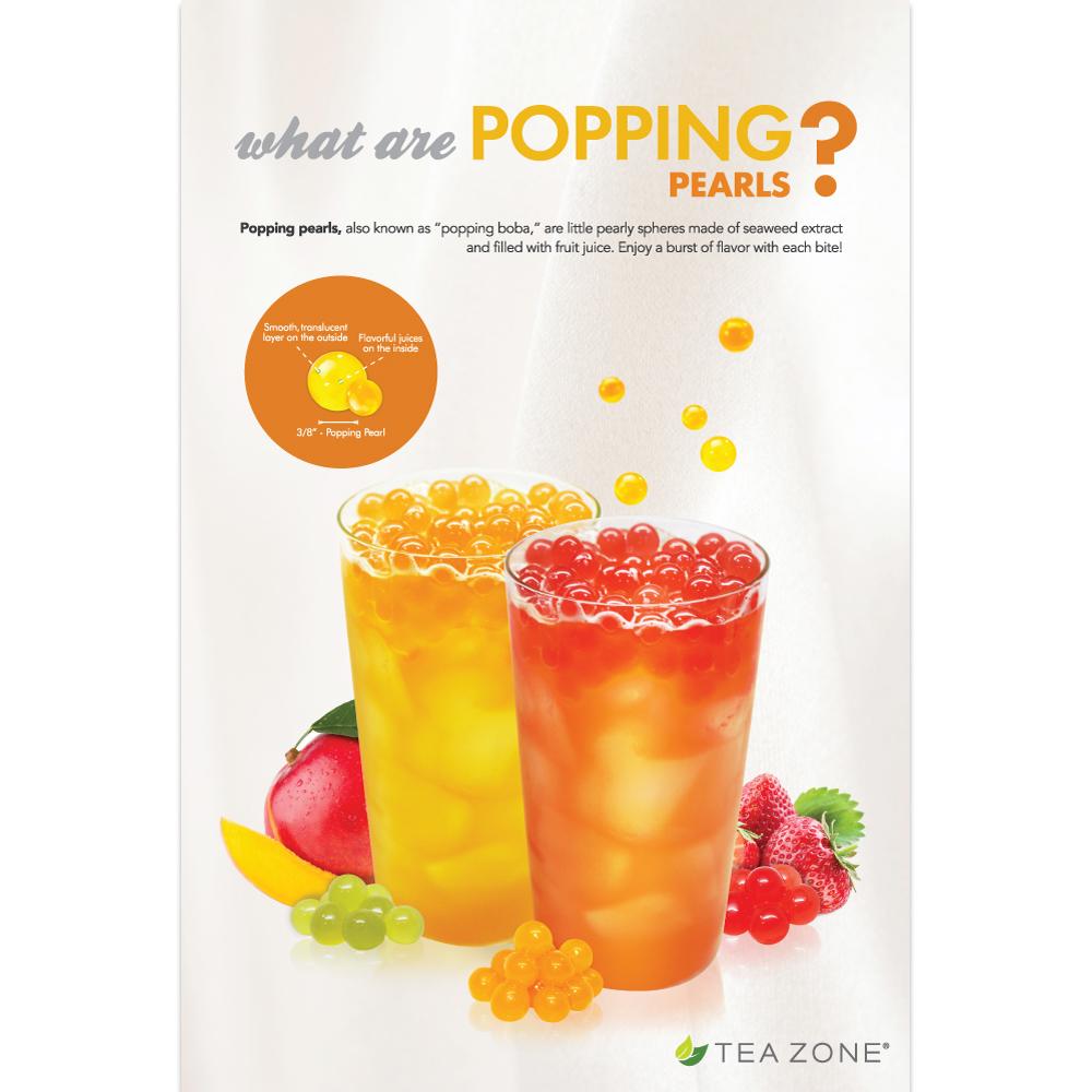 Tea Zone "What Are Popping Pearls?" Poster Coffee Shop Supplies