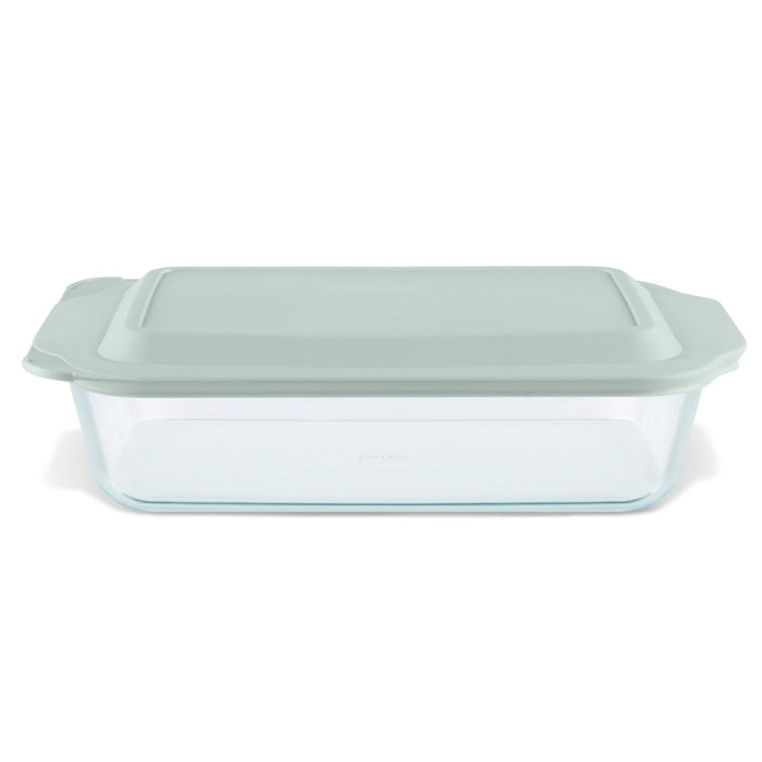 Pyrex Deep Dish 22.8cm x 33cm x 7.6cm Oblong Baker with Sage Lid-1134582