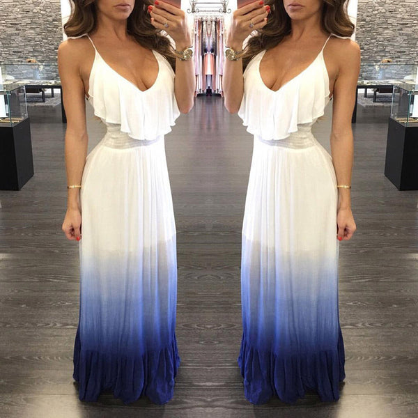 white and blue beach dress