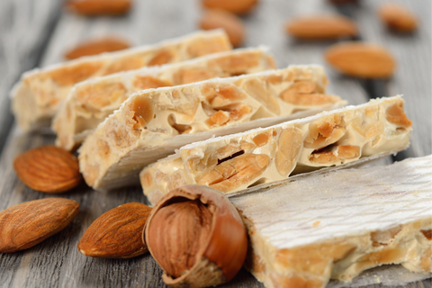 White nougat with almonds