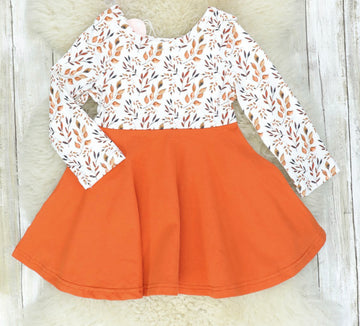 Pumpkin Spice Floral Swing Dress