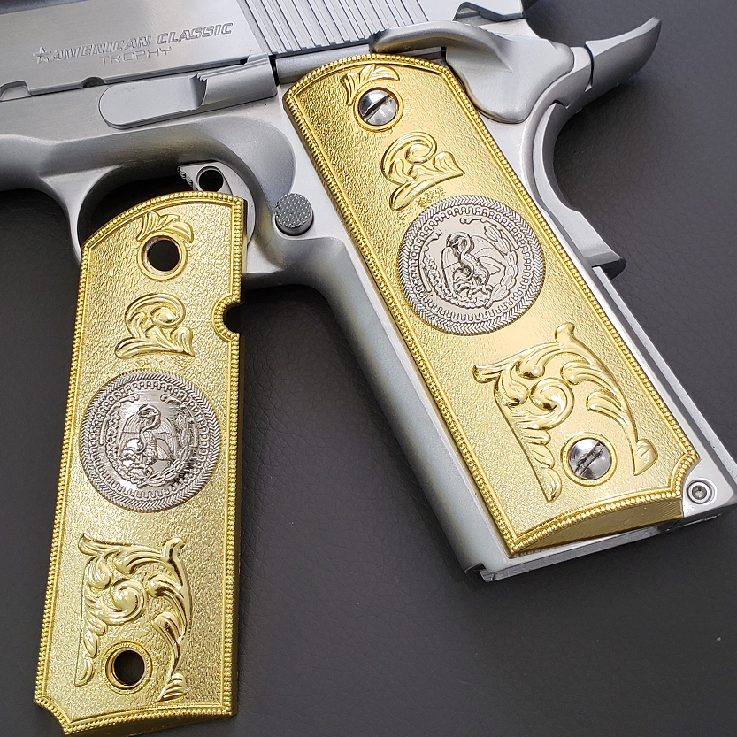 1911 Colt Full Size Government Ambi Cut 2 Tones 24k Nickelgold T T28 Grips America 1676