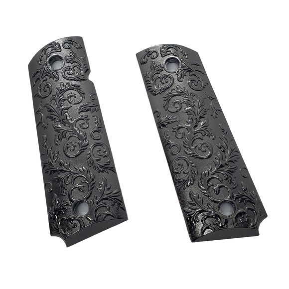 1911 Grips Full Size Metal Scroll Design W Ambi Safety Black T Sc Grips America 5842