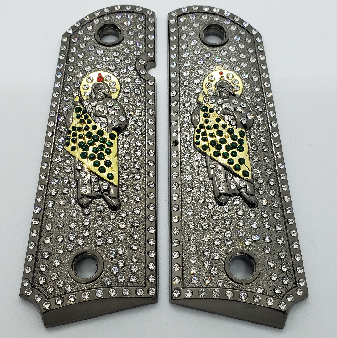 1911 Grips St Jude With Zirconia Stones Black Grips America 