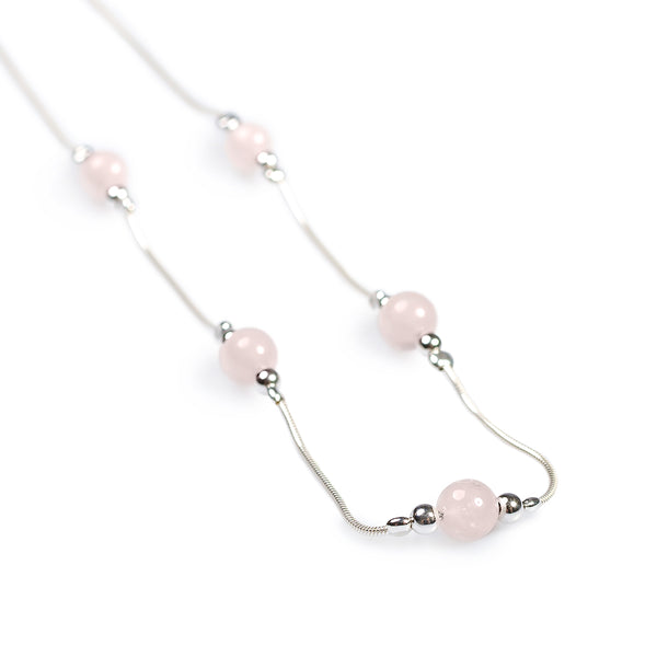 rose quartz stone necklace