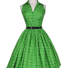 Vintage Bernie Dexter Mari Dress in Green Bee XS