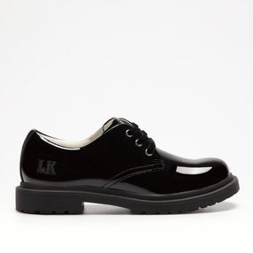 Lelli KellyMiss LK Elaine Black Patent Leather Lace Up School Shoe