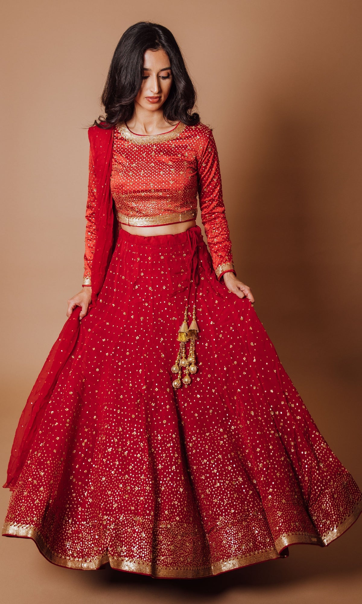 SIDDHI RED SEQUINS LEHENGA CHOLI