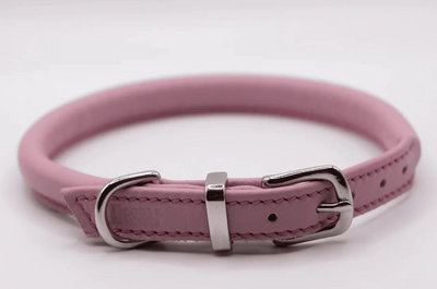 D&amp;H Rolled Soft Leather Dog Collar - Pink XL