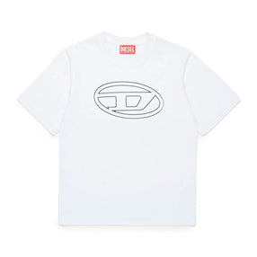 Diesel Kids T-shirt Bianca con Logo Oval D