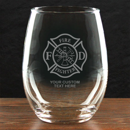 Firefighter &amp; First Responders Personalized 21 oz. Stemless Wine Glass