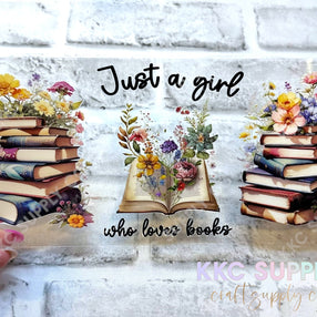 UV16417-Just A Girl Who Loves Books 16oz UV DTF Wrap