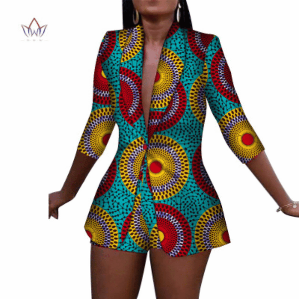African Print Cotton 2 Piece Shorts and Jacket Suit - Various Colours Available in UK Sizes 8 - 24