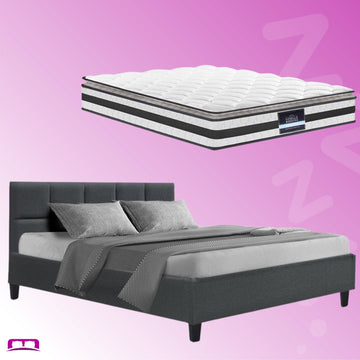 Queen Package | Bondi Bed Charcoal &amp; Normay Pillow Top Mattress (Medium Firm)