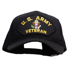 US Army Veteran Patched Big Size Structured Solid Poly Cotton Twill High Profile Pro Style Cap