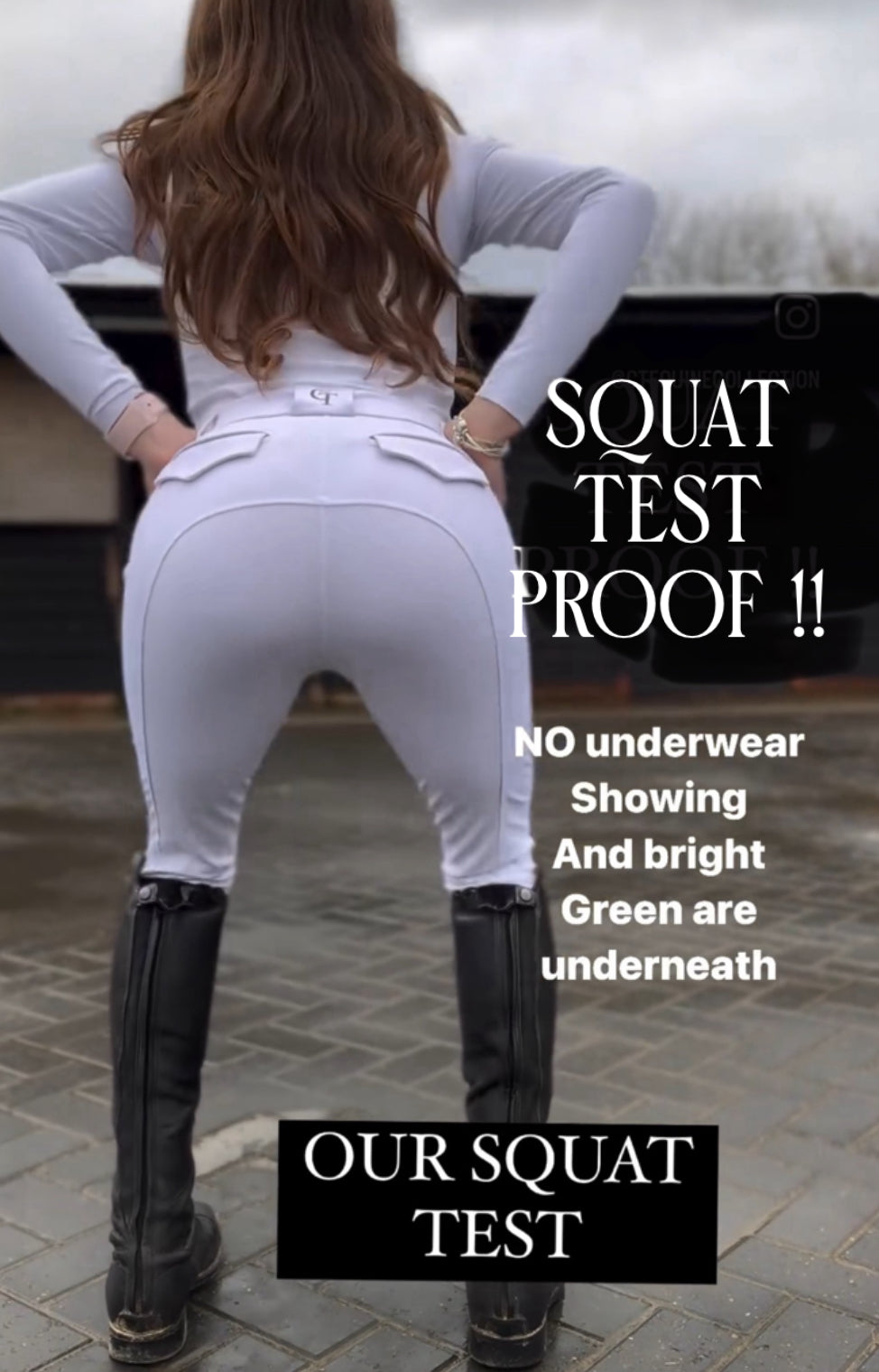 CT Squat Test on our White Breeches - CT Equine Collections