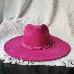 Eveyday premium Suede Fedora-hot pink