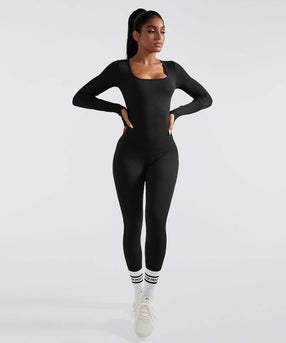 MOOSLOVER Ribbed Solid Color Tummy Control Long Sleeve Seamless