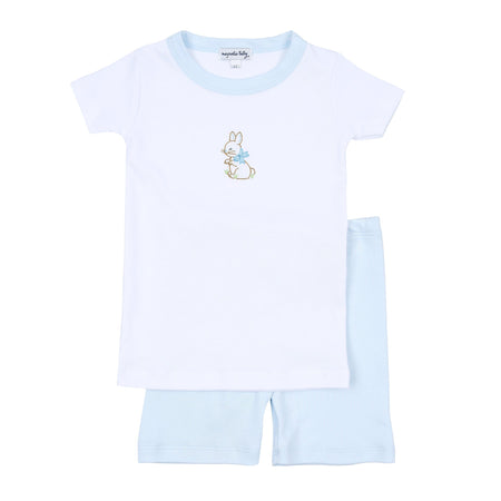 *Pre-Sale* Magnolia Baby Vintage Bunny Embroidered Short Pajamas - Blue