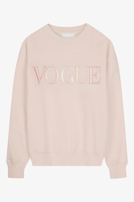 Sudadera VOGUE melocotón con logo arcoíris bordado