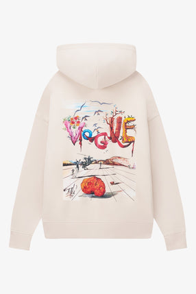 Hoodie VOGUE oversize crema con portada icónica estampada