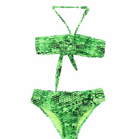 4GIVENESS Costume Bikini a Fascia Fantasia Rainbow Boa Verde per Bambine