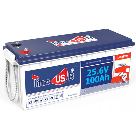 Timeusb 24V 100Ah LiFePO4 Battery, 2560Wh &amp; 100A BMS