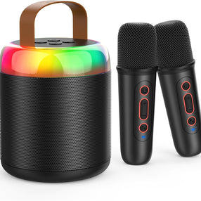 Mini Karaoke Machine for Kids with 2 Wireless Microphones Portable Bluetooth 5.3 Speaker