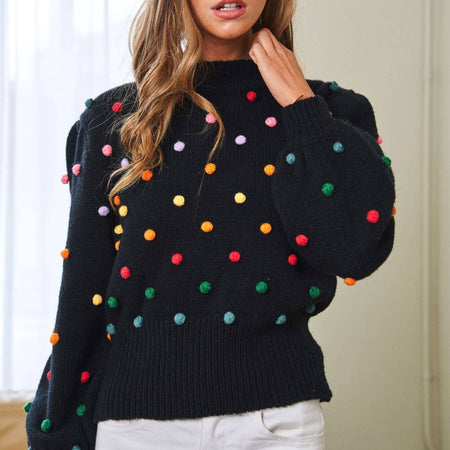 Rainbow Pom Sweater (2 colors)