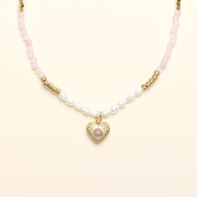 Natural Stone Heart Charm Necklace
