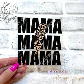 UV16393-Mama with Leopard Lightening Bolt 16oz UV DTF Decal KKCSC Custom Design