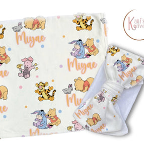 Pink Pooh and Friends Blanket Set
