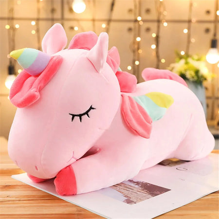 25CM Kawaii Lying Unicorn Plush Toy Stuffed Soft Cute White Pink Horse Appease Doll Toys for Kids Girls Birthday Gift New