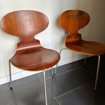 Vintage Early Arne Jacobsen for Fritz Hansen Teak Ant Chairs Circa 1965