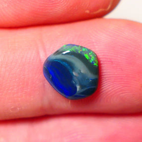 Lightning Ridge Black opal Picture Stone Gemstone 1.95cts Polished ready for setting Bright Green &amp; Blue fires 10x8x2.5mm 0706