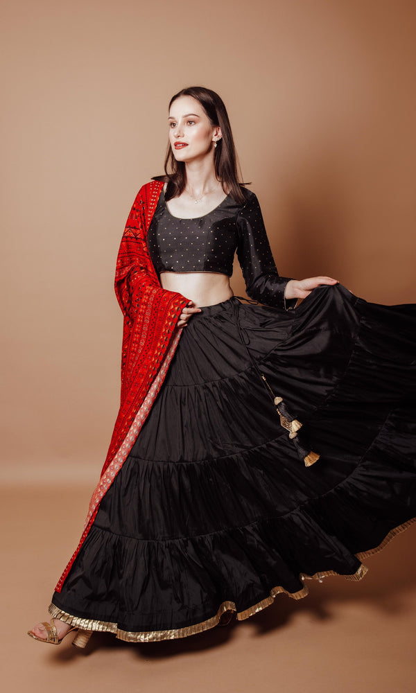 Alessia Black Tiered Lehenga Choli