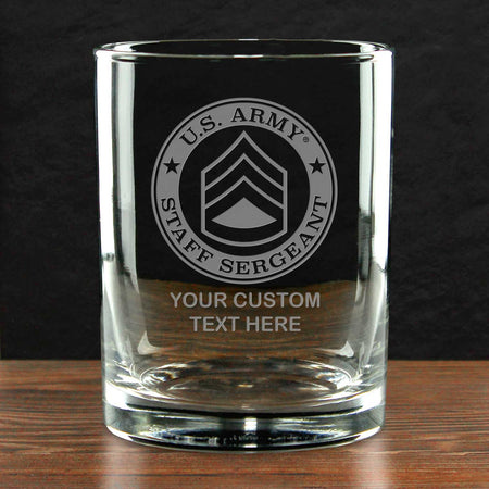 US Army &#39;Build Your Glass&#39; Personalized 14 oz. Double Old Fashioned Glass