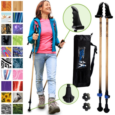 Motivator Walking Poles for Balance and Rehab - Patented Stability Grips - Lightweight, Adjustable, and Collapsible -2 Pieces Adjustable w/flip Locks, Detachable feet and Travel Bag