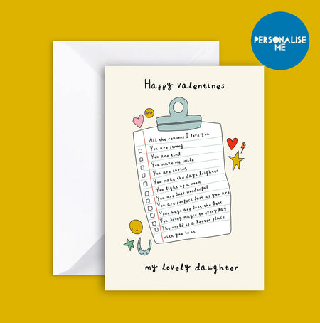 Personalised Reasons I love you Valentines Day card