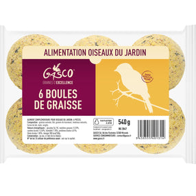 Boules de graisse sans filets pour oiseaux du jardin x6