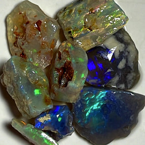 Lightning Ridge Rough Opal 35cts Cutters select Dark &amp; Crystal base Seam parcel Gorgeous Bright fires in bars to cut 15x14x3mm to 8x7x6mm WAA70