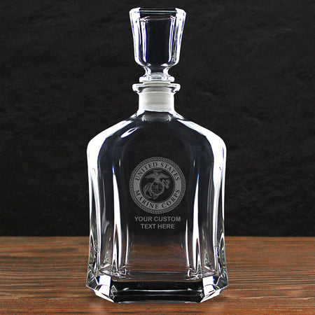 US Marine Corps &#39;Build Your Glass&#39; Personalized 23.75 oz. Whiskey Decanter