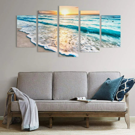 Set Of 5 Seascape Beach View Decorative Canvas