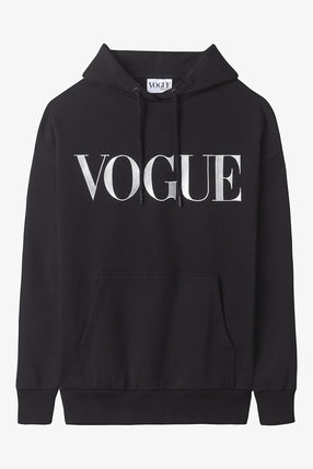 Sudadera Hoodie VOGUE Negra con logotipo blanco bordado