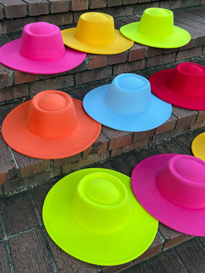 Hot Pink Round Wide Brim Fedora