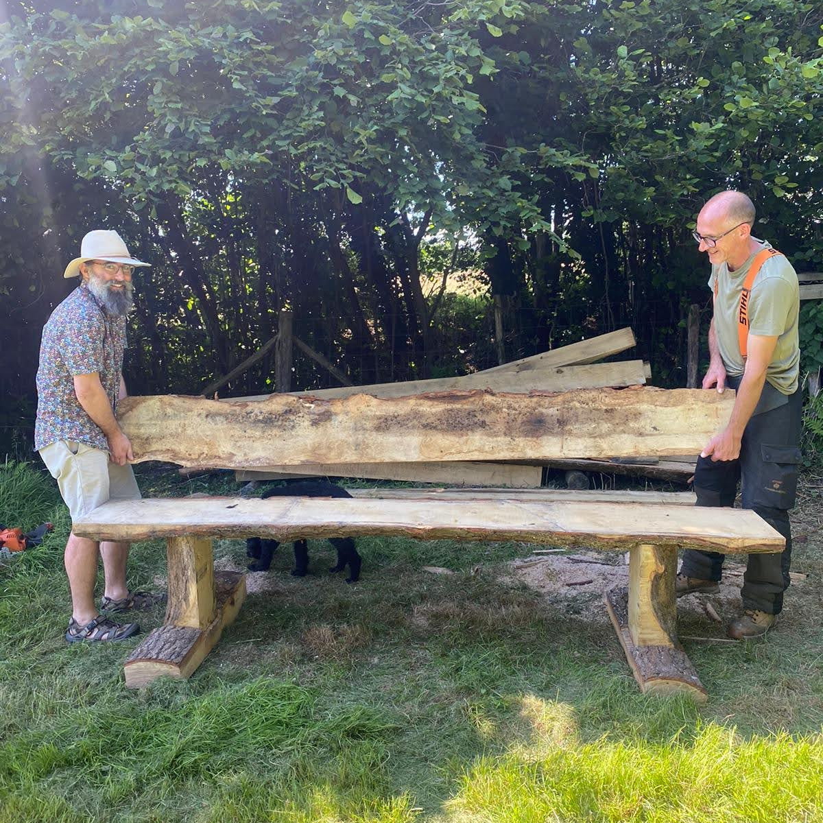 Big Nose &amp; Beardy AKA Phil and Steve making a bench