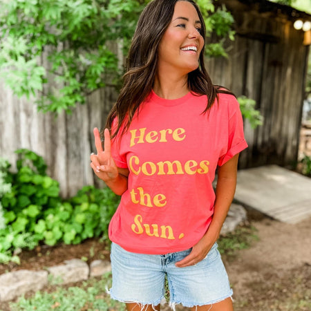 Coral Here Comes the Sun Graphic Tee