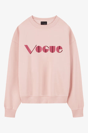 Sudadera VOGUE rosa claro con logo bordado