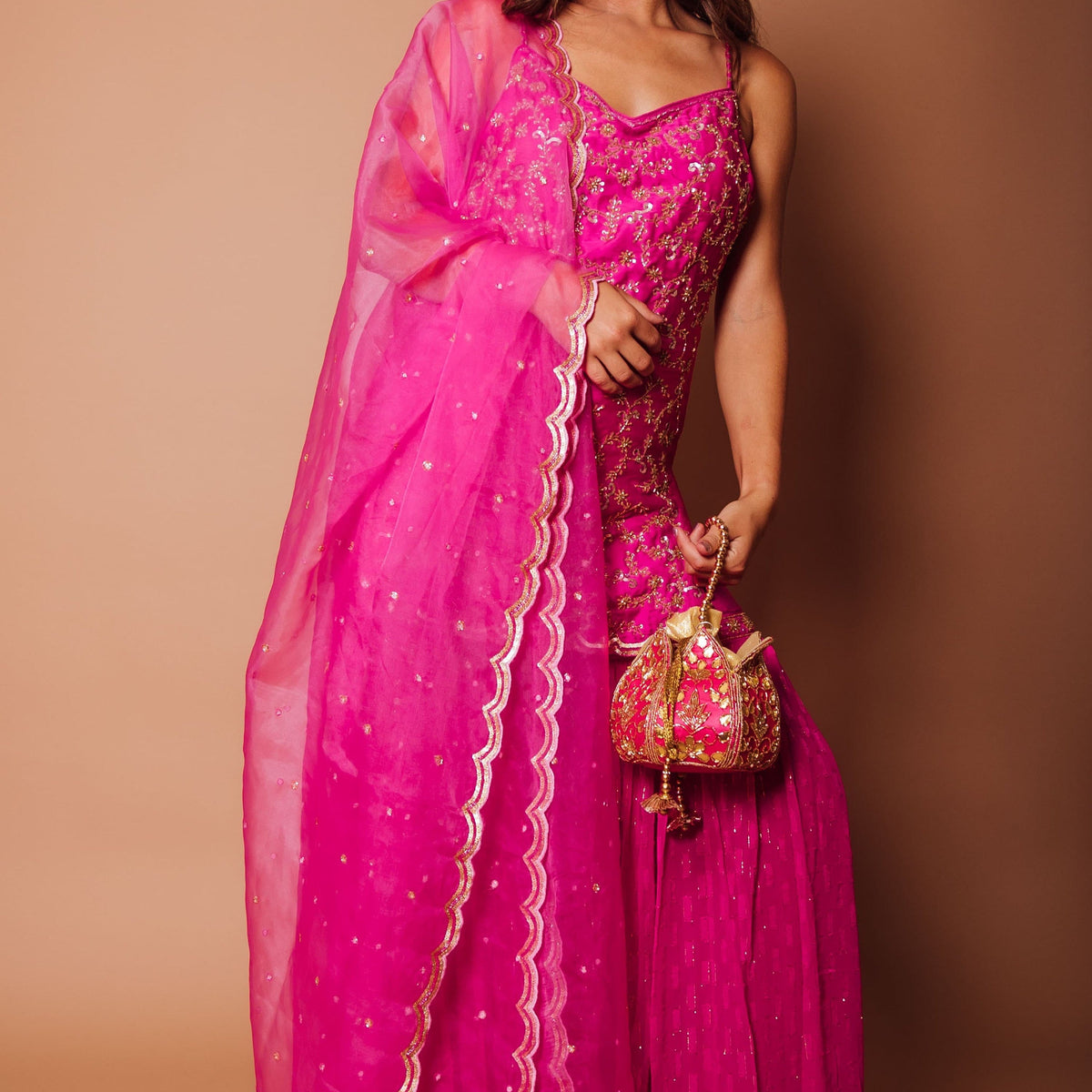 AG1891  Pink palazzo suit