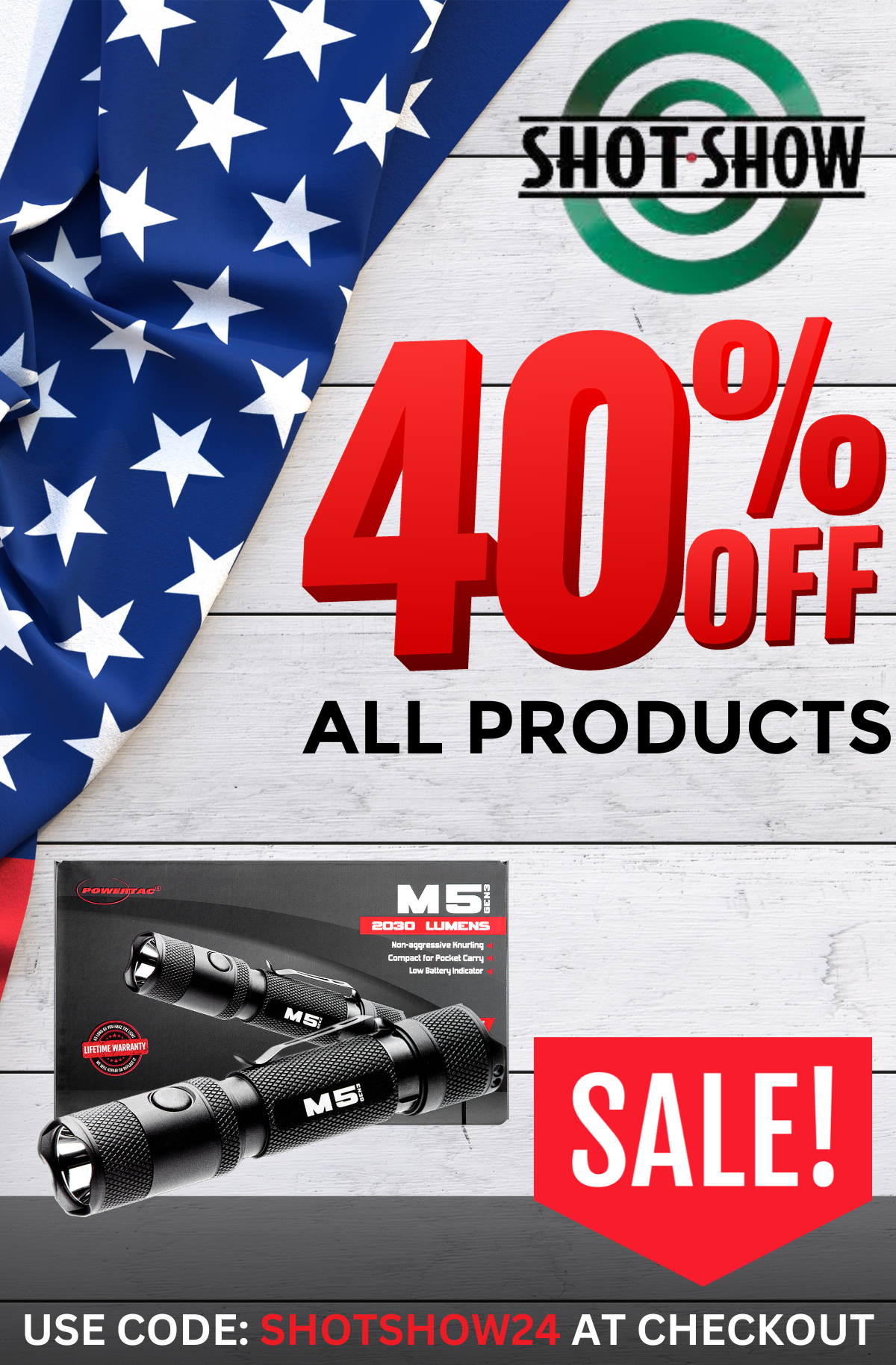 Shot Show Sale 40% off with Code